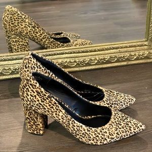 Express genuine calf hair block heel size 8